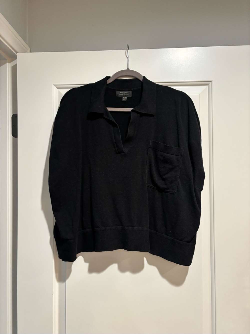 Women’s Banana Republic Black Polo-Style Crop Top